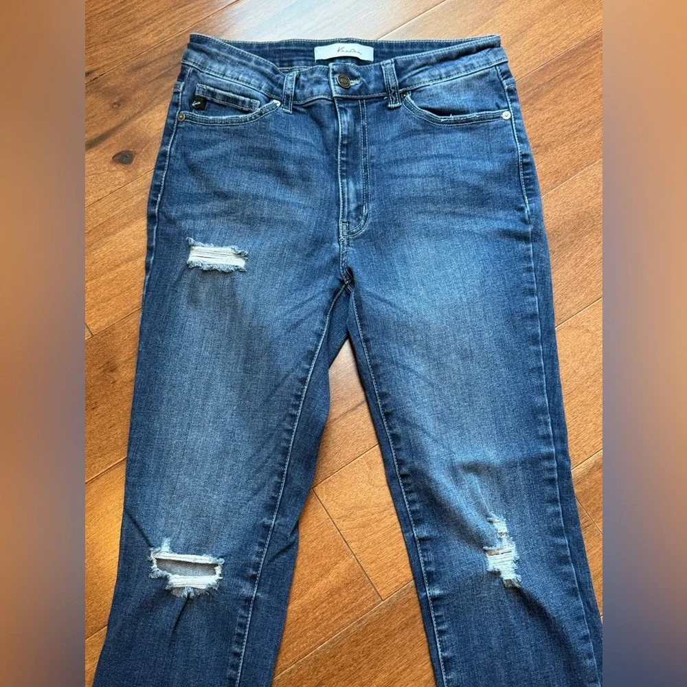KANCAN Stylish Blue Distressed Women's Jeans